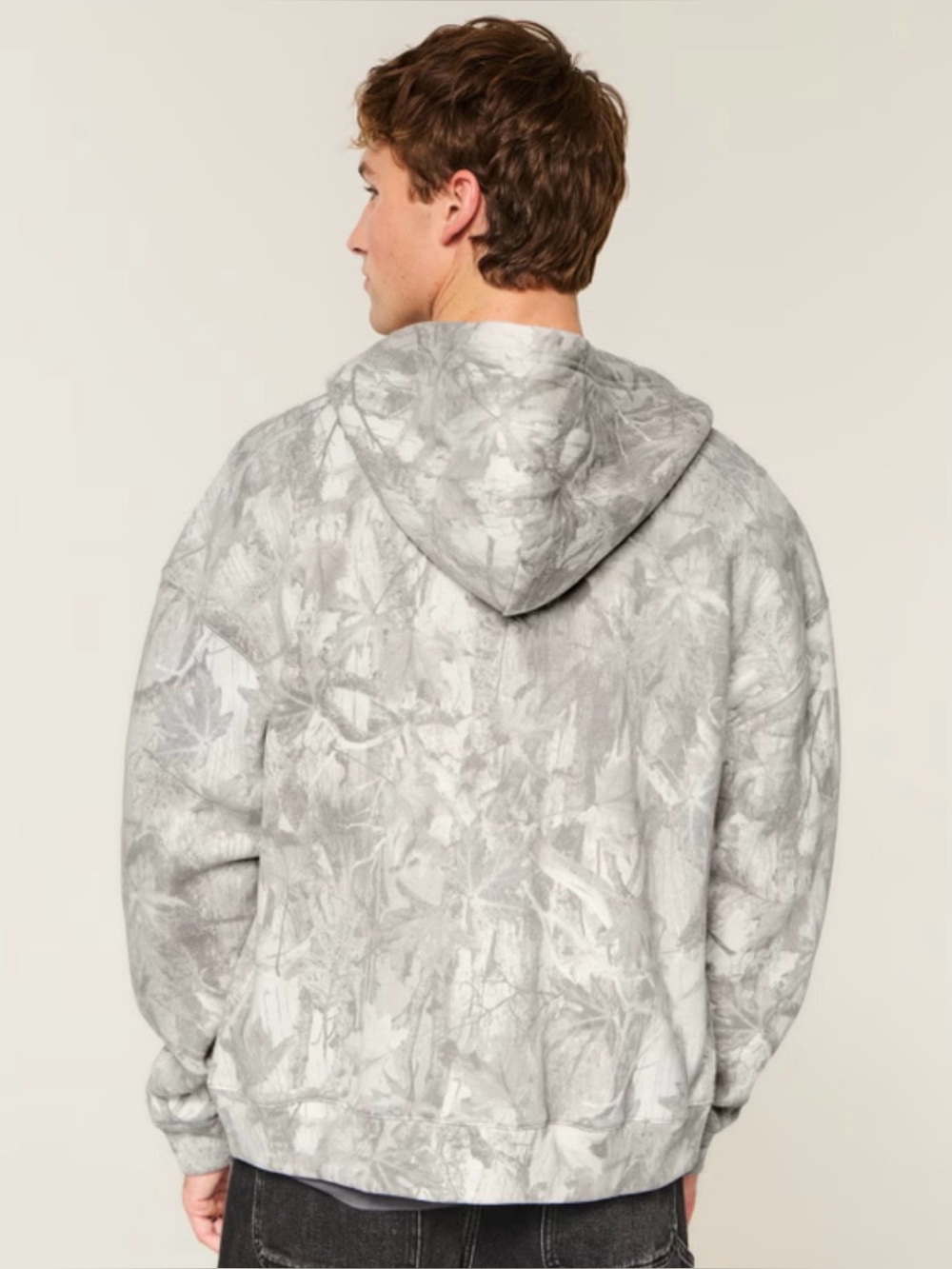 Hollister Boxy Camo Zip-Up Hoodie Sz M Trendy Loungewear cozy Comdy - Picture 2 of 12